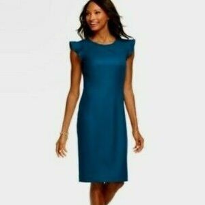 TALBOTS TealPeacock Italian Flannel Sheath Dress 4